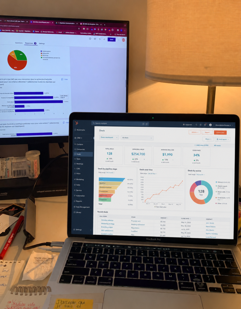 Rose Napoleon using a CRM to manage leads during a sales workshop for entrepreneurs